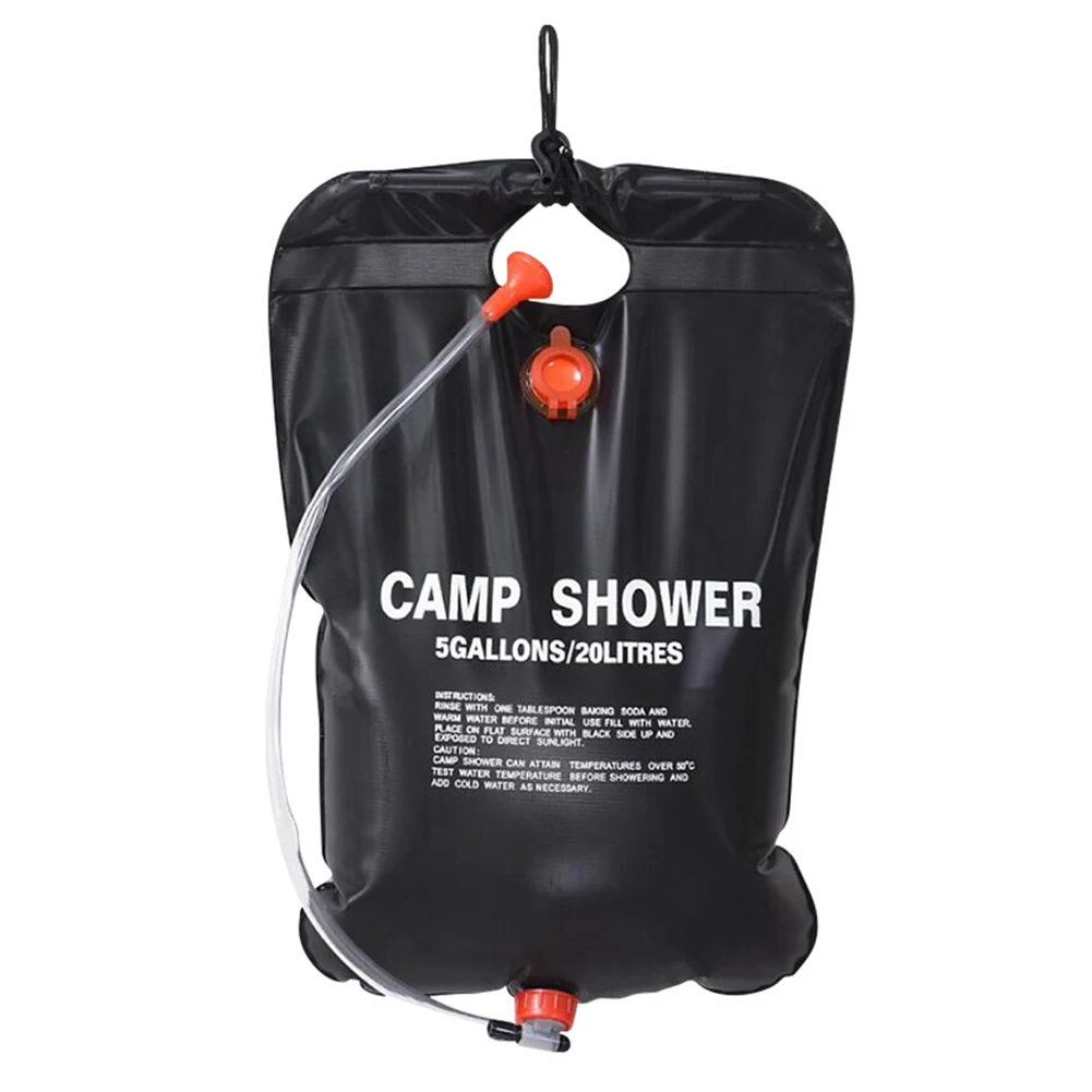 20L Camping Shower Bag Portable Solar Heated Shower Bag Sun Shower Bag with Hose Solar Bath Water Bag PVC Camping Supplies