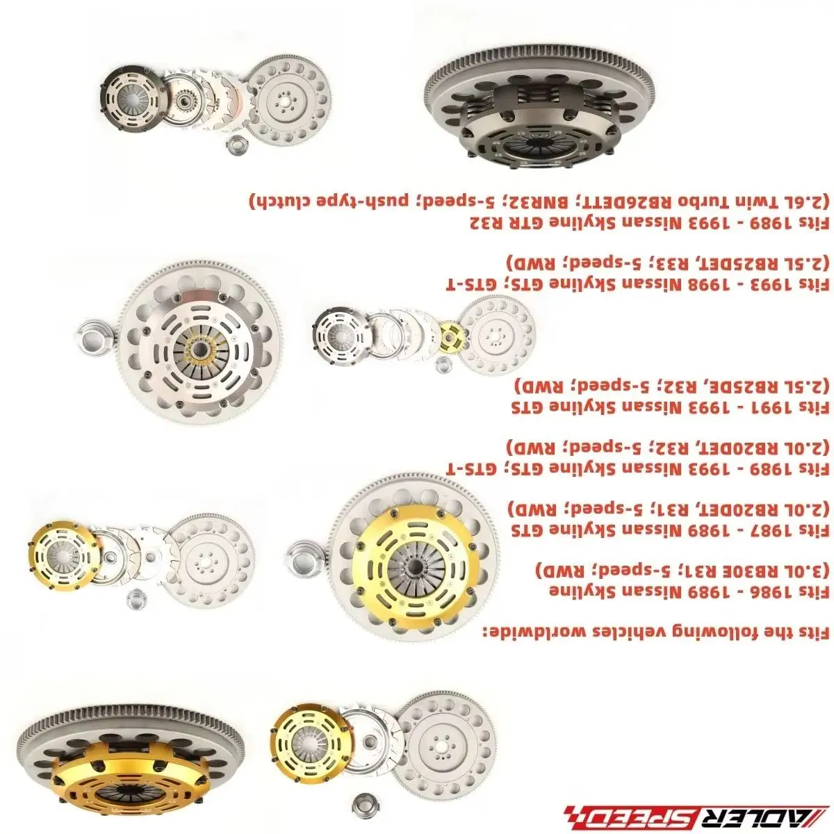 ADLERSPEED Sprung/Racing Clutch Single/Twin/Triple Disc Kit For Nissan Skyline GTS.GTS-T.GTR.R32 RB20DET RB25DET RB26DE 5-SPEED