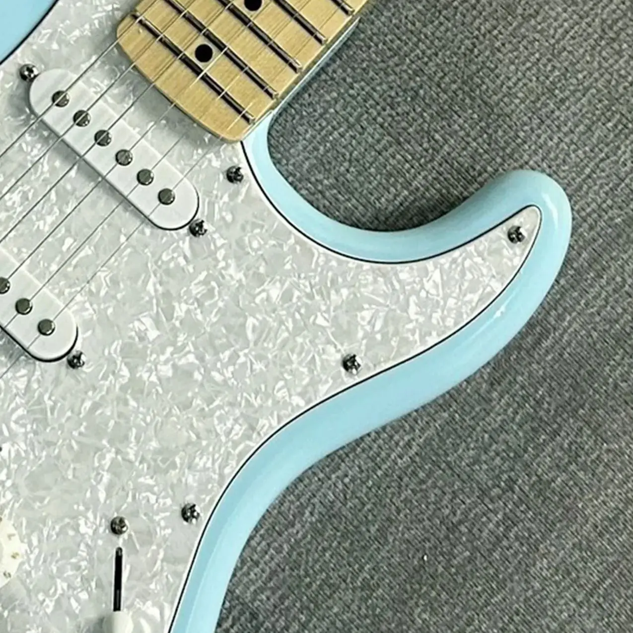 High Quality Sky Blue Strat Electric Guitar STa Version ,White Pearls Pickguard,SSH Pickup Custom Shop