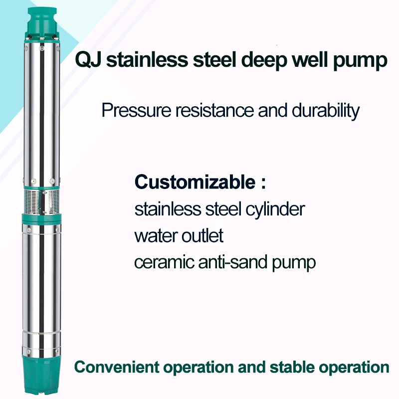 Single Phase Submersible Borehole Deep Well Pump For Irrigation Well Use Water Supply