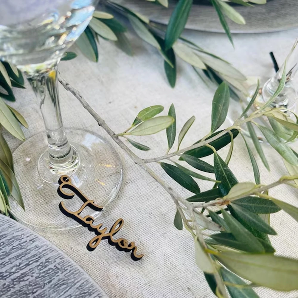 Personalized Wine Glass Charm Custom Wedding Drink Tags Name Gift Wedding Bridal Shower Decor Party Cut Acrylic Table PlaceCards