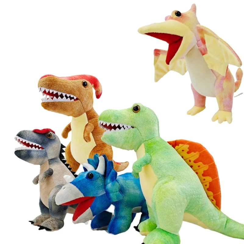 Cartoon Dinosaur Plush Hand Puppet Doll For Children Family Activity Creative RolePlay Game Accessories Plush Doll 15UB