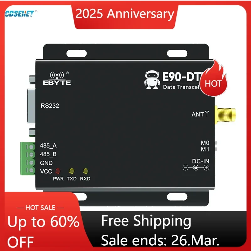 433MHz Wireless Digital Radio CDSENET E90-DTU(400SL33) Automatic Relay 33dbm 16km RS485 RS232 Modbus LBT RSSI SX1262 SX1268