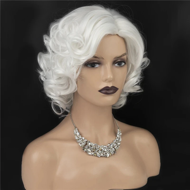 MSIWIGS damska falista krótka biała blondynka codzienna peruka American African syntetyczny czarny brązowy sztuczne włosy dla kobiet Cosplay peruki