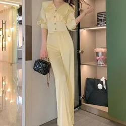 Pant Sets for Women 2 Pieces Fashion Wide Leg Baggy Trousers Woman Aesthetic D Top and Bottom Tailor Y2k Streetwear Full Classy