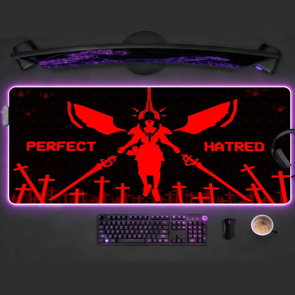 

Retro Shooter U-ULTRAKILLs MousePad RGB LED Non-slip DeskMat Rubber Gaming Accessories Large XXL Computer Office Keyboard Carpet