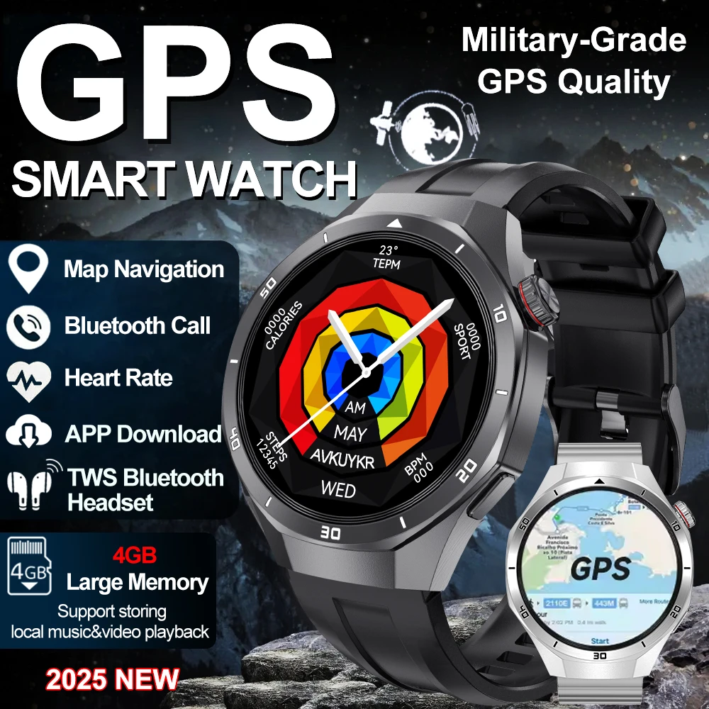 

2026 NEW Upgrades Watch 4GB Large Memory GPS Smart Watch Bluetooth Call Navigator MPS player APP Download NFC Smart Watches man