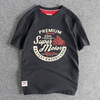 Cotton short sleeve motorcycle American vintage T-shirt men's soft soft round neck half sleeve