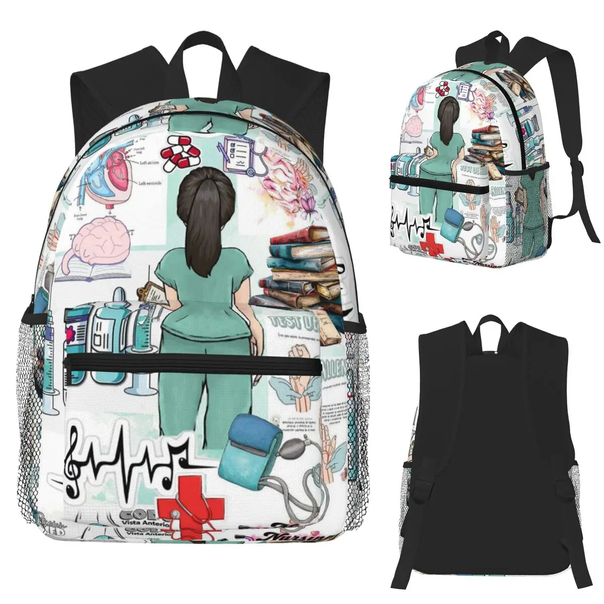 

Enfermera En Apuros Doctor Nurse Student Backpack School Bag Hiking Travel Daypack for Men Women Fashion Bookbag Shoulder Bags