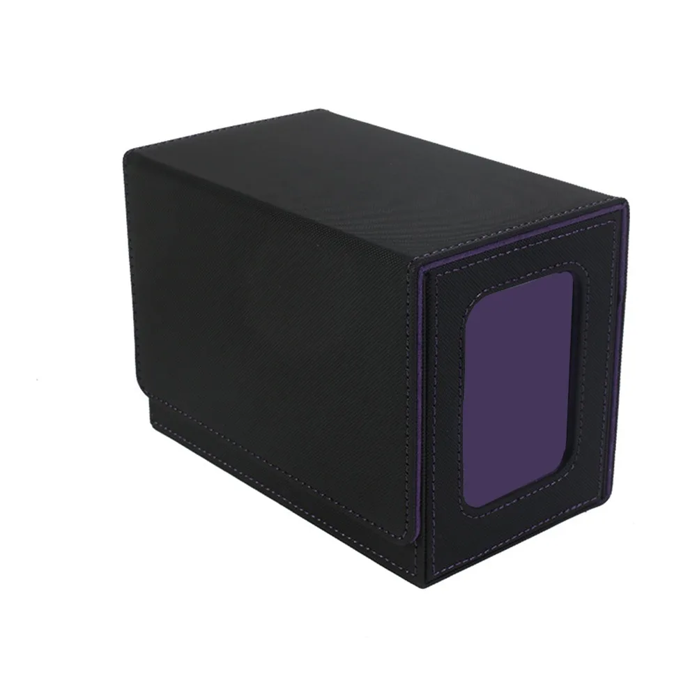 

Fashion PU Leather Card Deck Box Flannel Collection Window Collection Box Game Card Organizer Children