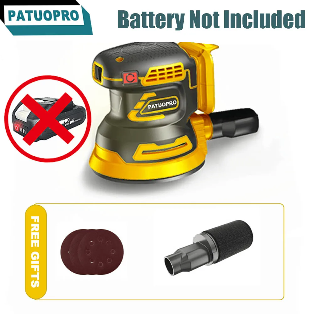 PATUOPRO 125MM Random-Orbit Sander 3-Speed Cordless Brushless Electric Sander Grinder Machine Fit Makita 18V Battery(No Battery)