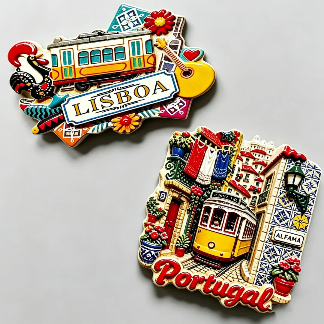 Lisbon, Alfama 3D Fridge Magnets Portugal Tourism Souvenir UV Printing Resin Refrigerator Magnets Sticker Gift Home Decoration