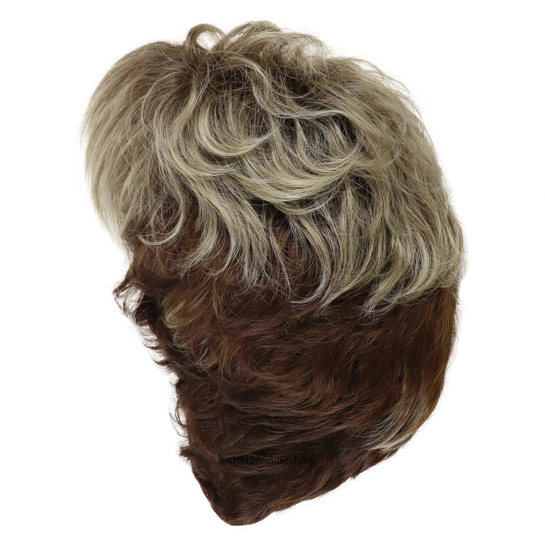 GNIMEGIL Synthetic Blonde Brown Wig Ombre Short Wigs for Men Natural Curly Hair Male Wig with Bangs Daily Cosplay Halloween