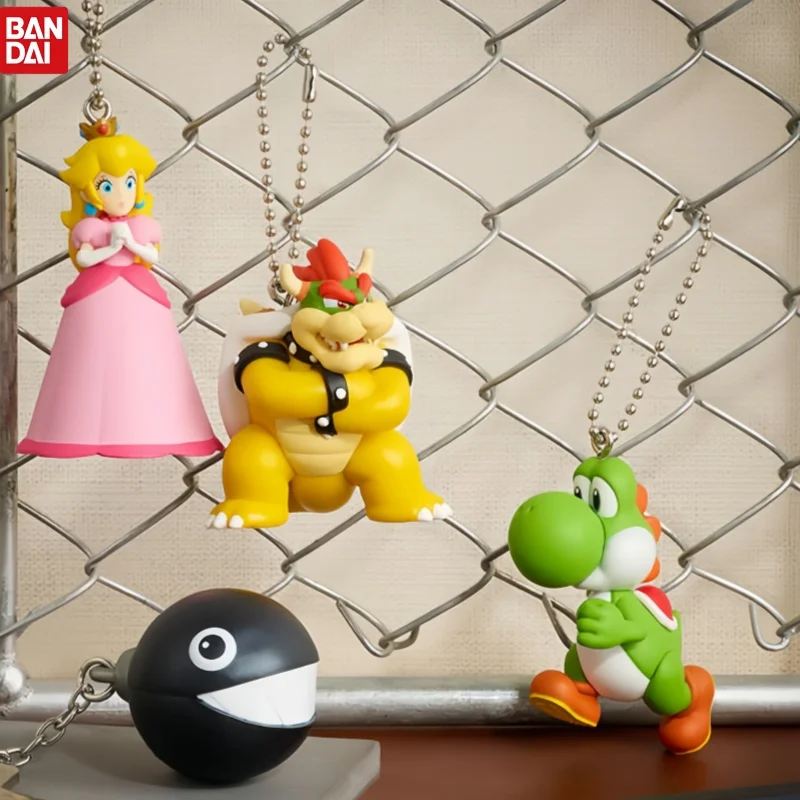 Nuevo Llavero de Bandai Super Mario, Figura Colgante de la Princesa Peach, Yoshi, Toad, Bowser, Goomba, Decoración Coleccionable para Bolsos