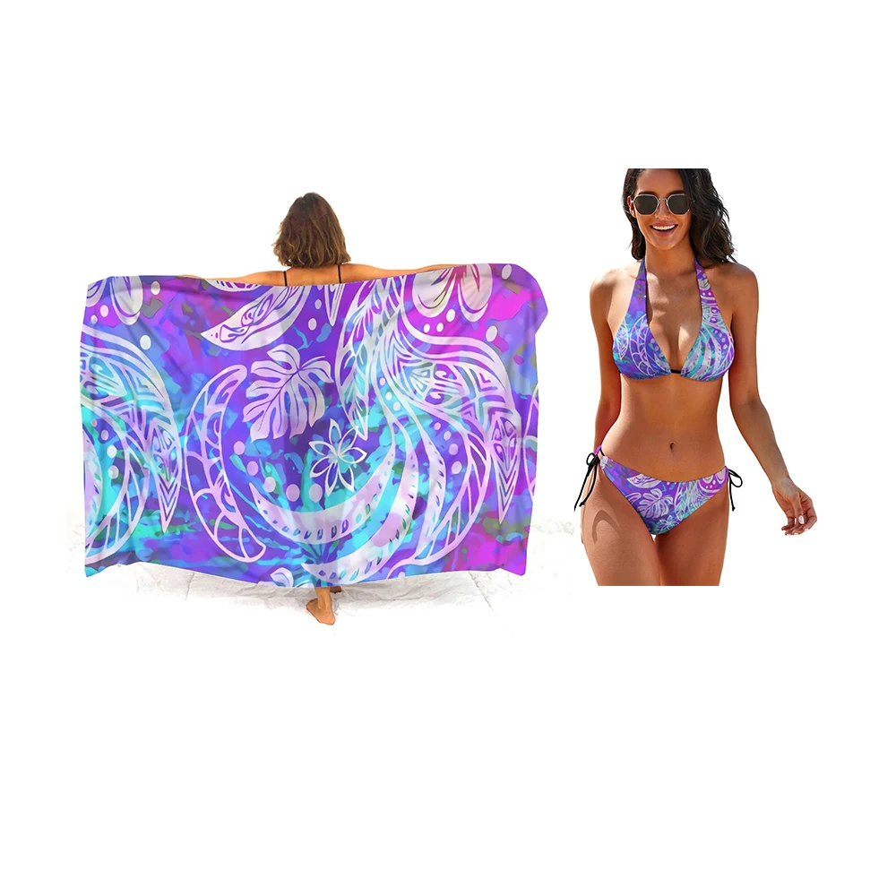 Women Hawaiian Sarong Bikini Cover Up Samoan Print Ladies One-piece Sexy Wrap Skirt Match Casual Swimsuits