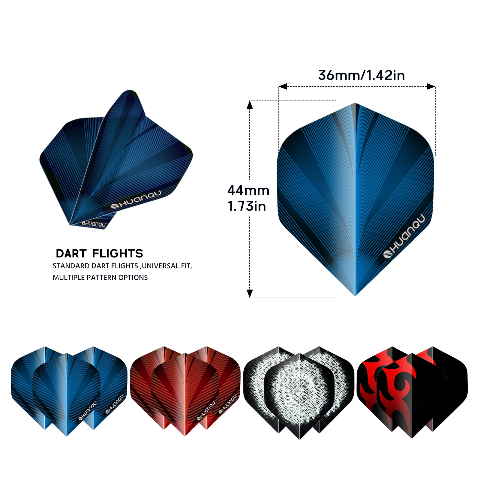 Huanqu 6-Piece Professional Hard Iron Dart Set with Red and Blue Radial Pattern Pet Dart Wings, Red and Black Dual-Color Aluminum Dart Shafts, Includes Spare Dart Wings and Shafts, Suitable for Dart Board Training, Home Entertainment, Bar Parties, and Multiplayer Competitions