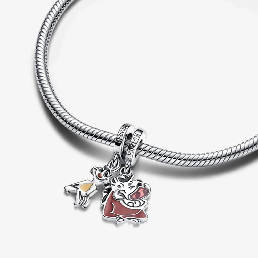 Disney-925 encantos de prata, se encaixa Original Pandora Pulseira, DIY Gift, Daisy, Duck, The Lion King, Timon e Pumba Beads