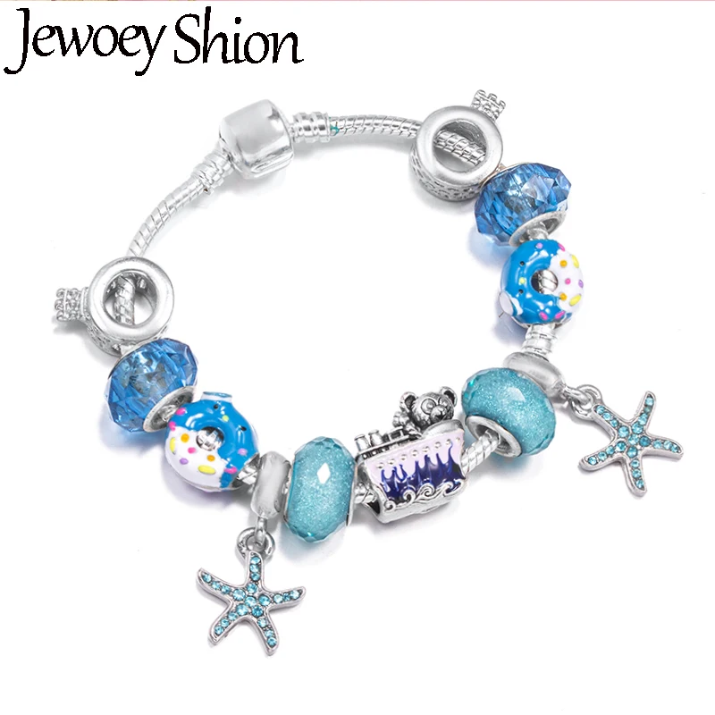 The Captain Sailed On Ship Bead Chain With Starfish Pendent DIY Brand Charm Bracelet Jewelry For Women To Making Gift New Desgin