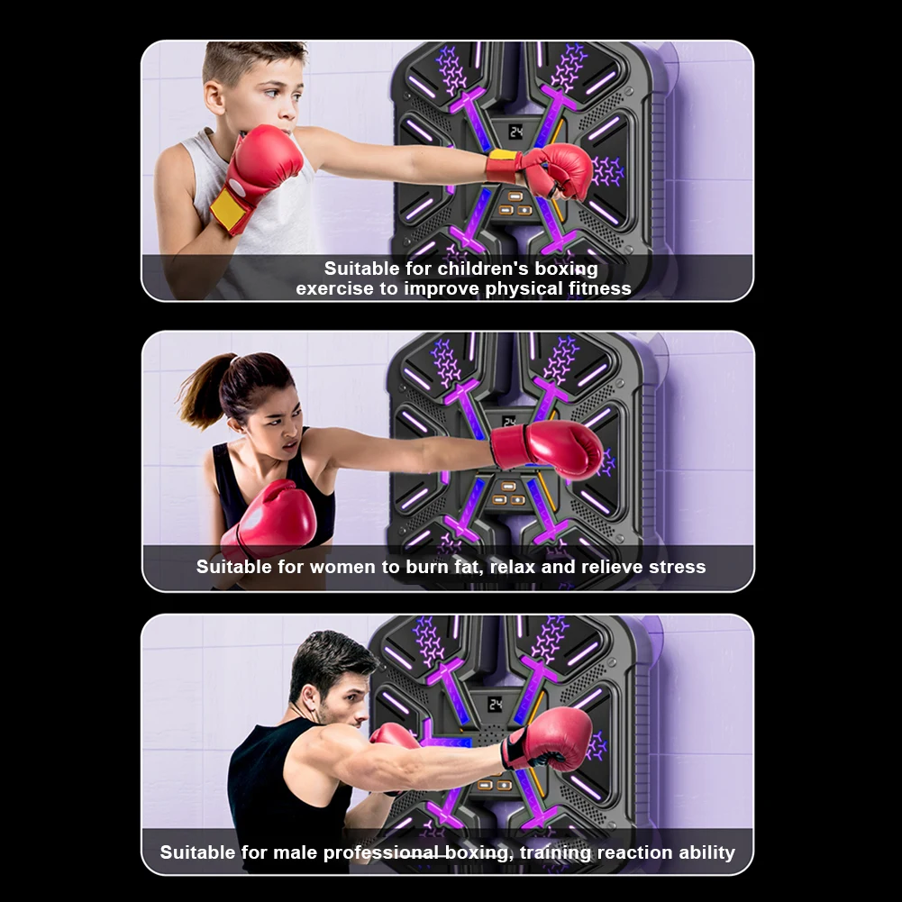 Music Boxing Machine Boxing Training Punching Equipment Wall-Mounted Smart Bluetooth-Compatible Boxing Machine for Adults Kids