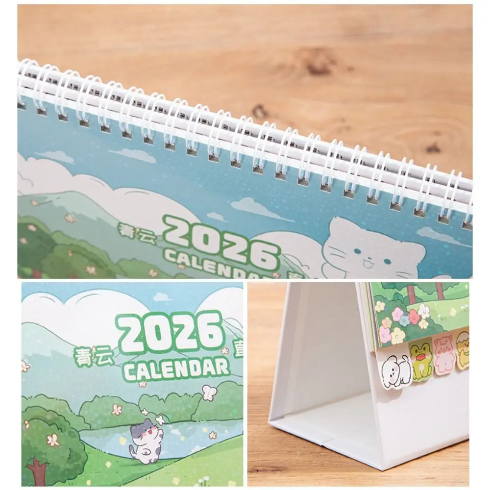Cartoon Animals 2026 Desk Calendar Coil Binding One Month to View Monthly Calendar Memo Notes Tabletop Schedule Study Planning