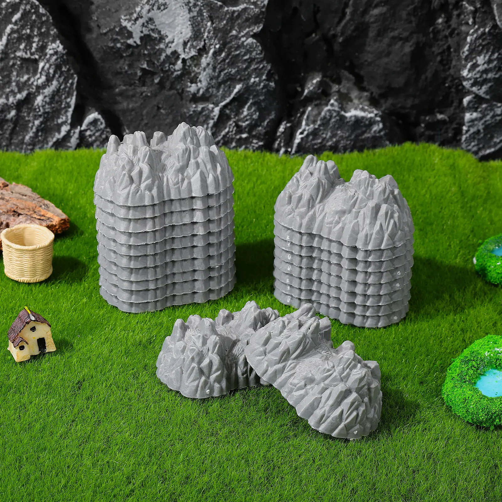 

20Pcs High Detail Plastic Rockery Ornament Set for Micro Landscape Building Living Room Decor Office Desk Garden Accessory Mini