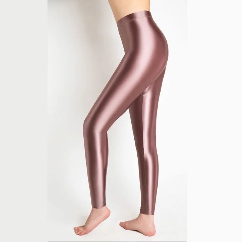 Legging Fitness mengilap Satin mulus wanita, celana pinggang tinggi Yoga musim panas ukuran besar, pakaian olahraga ketat wanita legging Gym baru