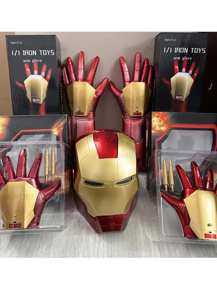 Hot Iron Man Helm Cosplay 1:1 Licht Led Wearable Masker Handschoenen Gloeiende Ogen Volwassen Kind PVC Action Figure Speelgoed Kerstcadeau - afbeelding 2