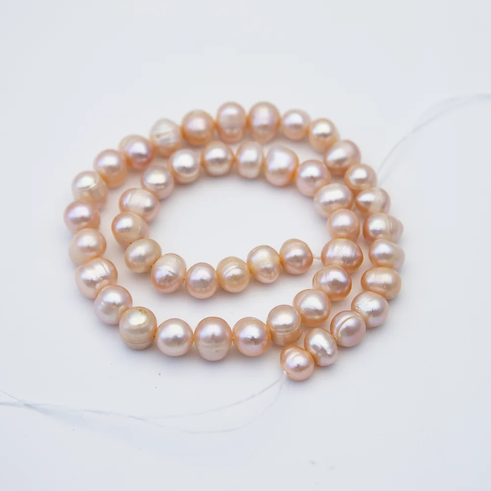 8-9mm Subcircular Shaped Natural Freshwater Pearls Loose Beads White Purple Pink for Jewelry Women's Necklace Bracelet Earrings
