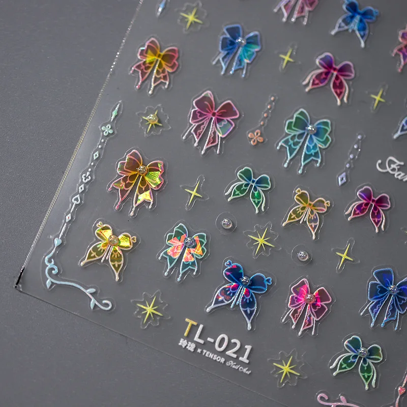 

Acrylic Engraved Nail Sticker Shiny Holographi Crystal Butterfly Self-Adhesive Nail Transfer Sliders Wraps Manicures Foils Z0733