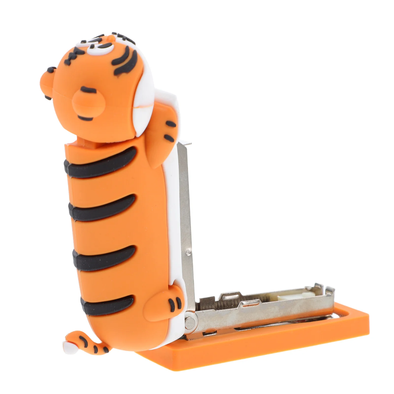 Cute Tiger Animal Shaped Stapler Compact Lightweight Portable Mini Desk Kids Classroom Use Cartoon Design Creative Office Tool