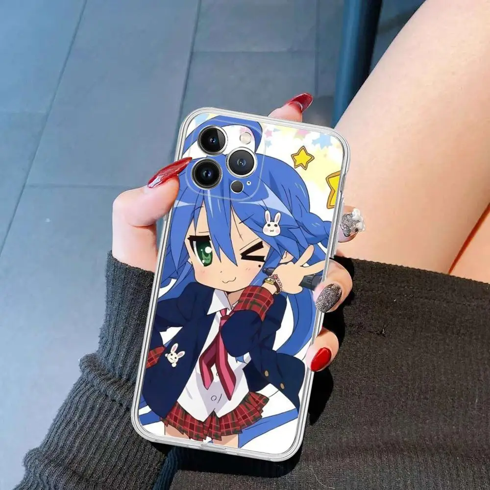 Anime Mädchen Lucky Star Handyhülle Silikon weich für iPhone 15 14 13 12 11 Pro Mini XS MAX 8 7 6 Plus X XS XR Cover