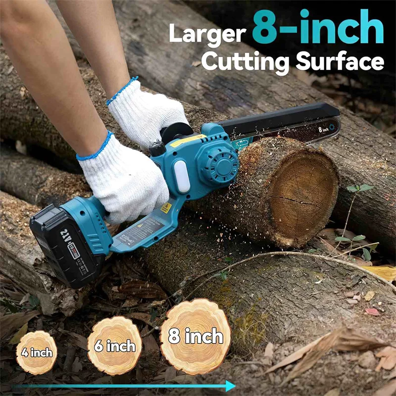 Image 4: Scie à perche et mini-tronçonneuse sans fil 2 en 1 de 8 pouces avec 2 batteries, scie à perche électrique pour l'élagage des arbres, tronçonneuse avec perche extensible