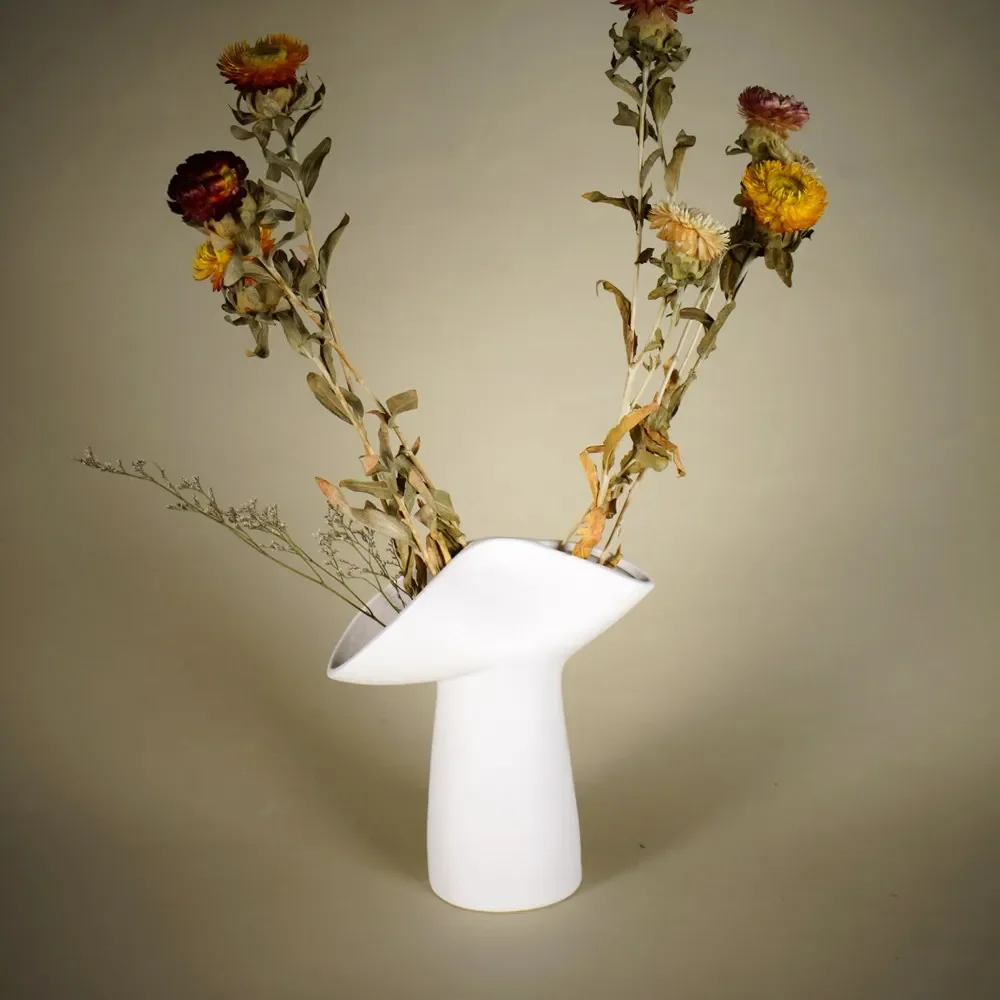 CAPIRON Modern Abstract Ceramic Vase Double Opening Nordic Minimalist Flower Pot Sculpture Home Decor Table Centerpiece