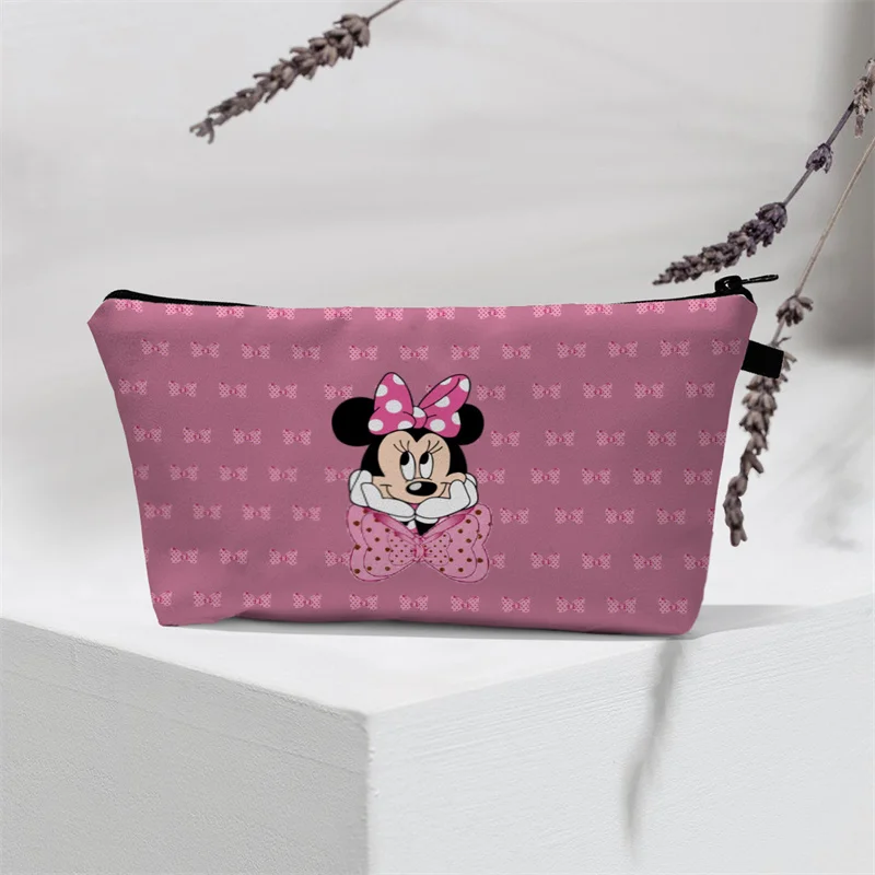 New Anime Disney Mickey Mouse Makeup Bag Kawaii Minnie Cosmetic Bag Cartoon Washing Bag Pencil Case Girl Woman Gifts