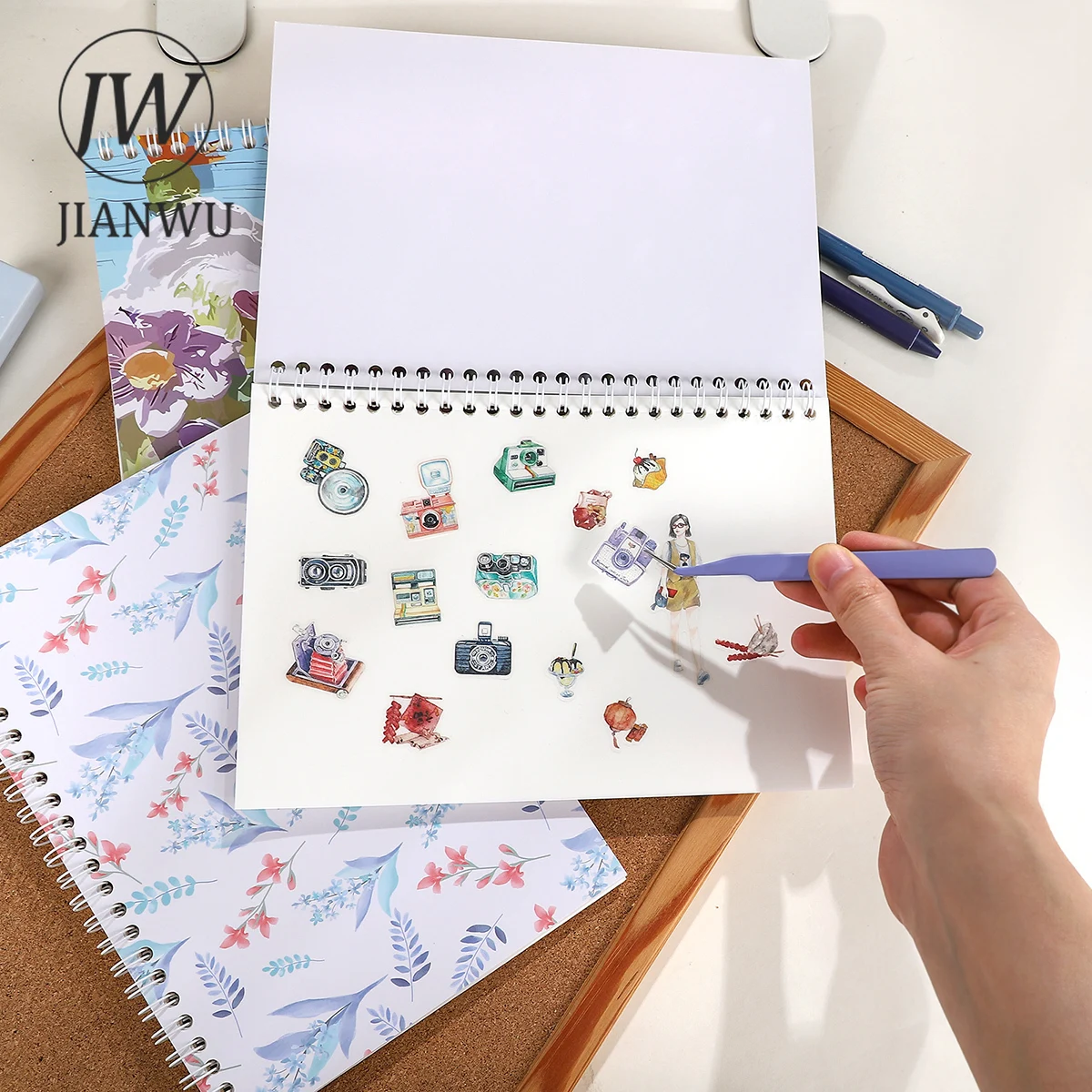 JIANWU A5 Flower Painting Landscape Material Collage Release Paper Notebook Creative DIY Student Supplies Stationery