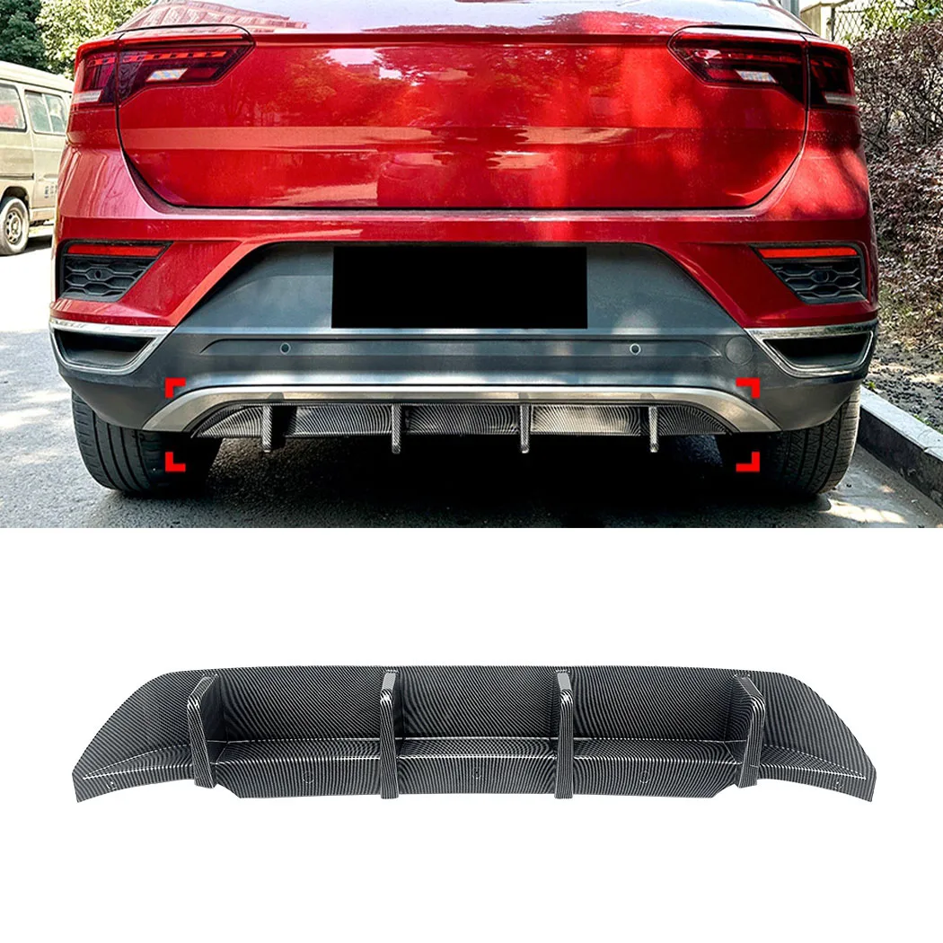 ABS Car Rear Bumper Diffuser Lip Rear Side Splitters Spoiler Lip For Volkswagen T-Roc Standard Edition 2018-2022