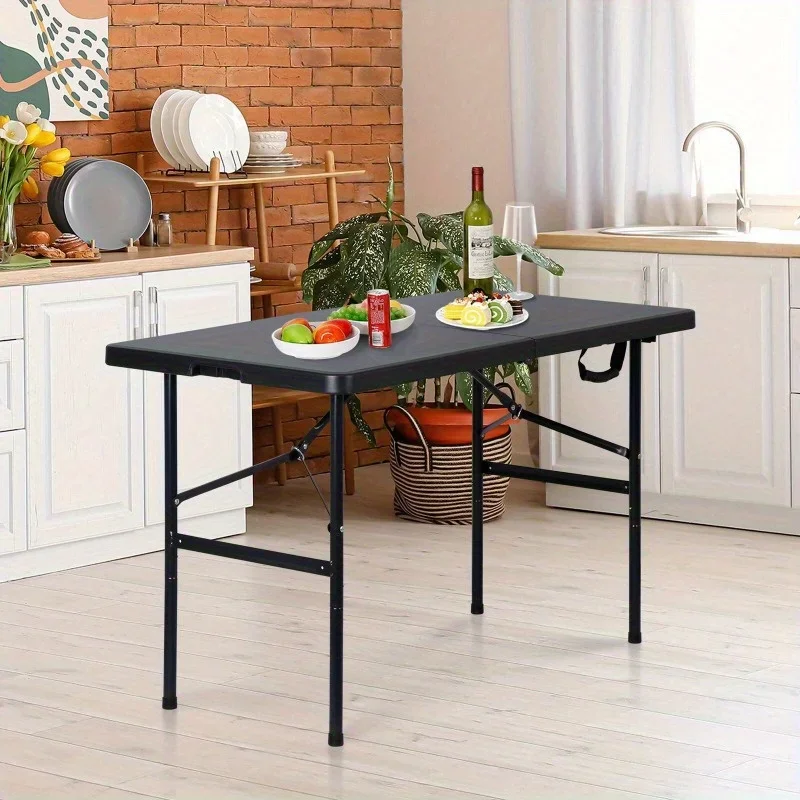 4 foot folding table Plastic Camping table suitable for indoor/outdoor party dining White/black