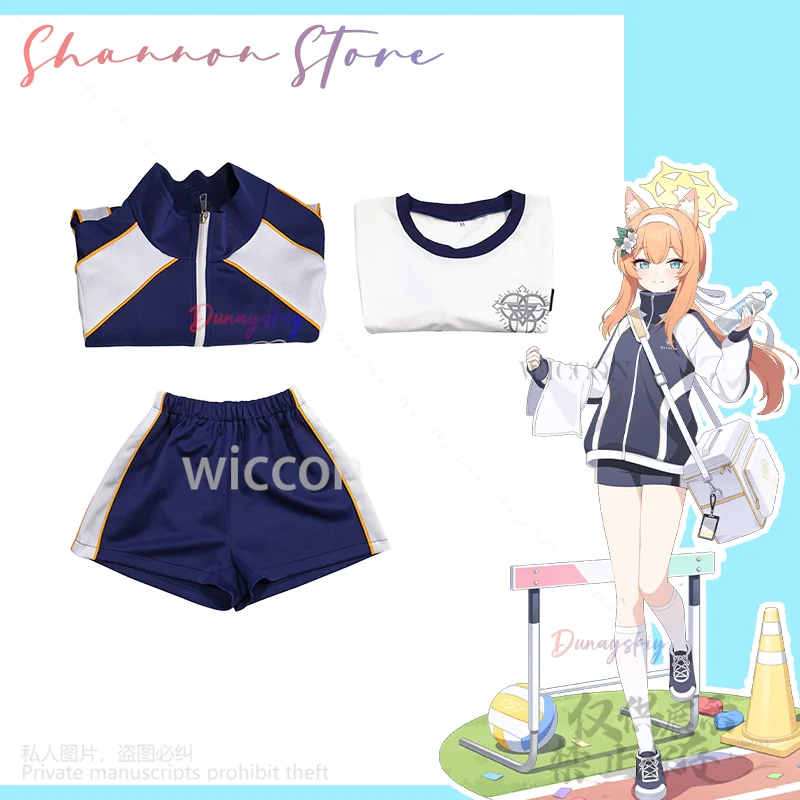 

Blue Archive Game 코스프레 Iochi Mari Anime Costume Japanese School Sport Uniform Coat Shorts Wigs Furry Earwear Wigs Customized