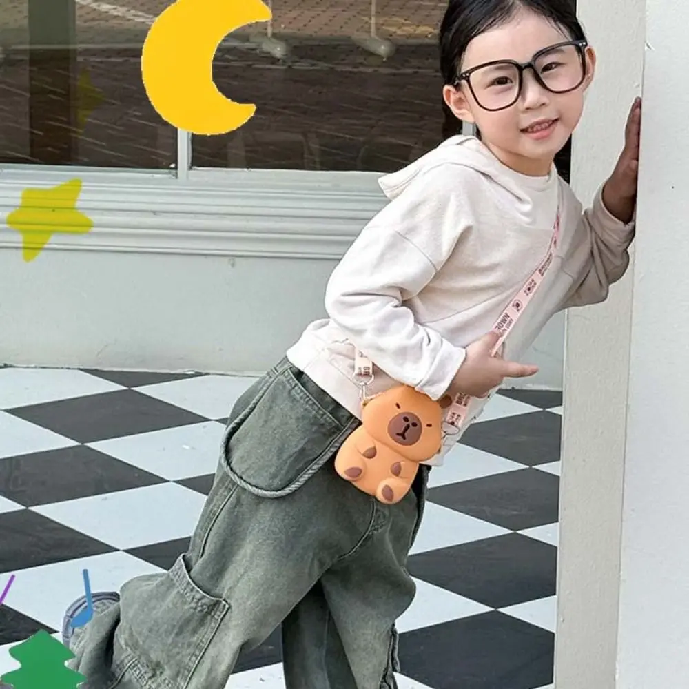 

Coin Purse Capybara Crossboday Bag Cartoon Small Wallet Silicone Shoulder Bag Waterproof Doll Kawaii Animal Purse Gifts