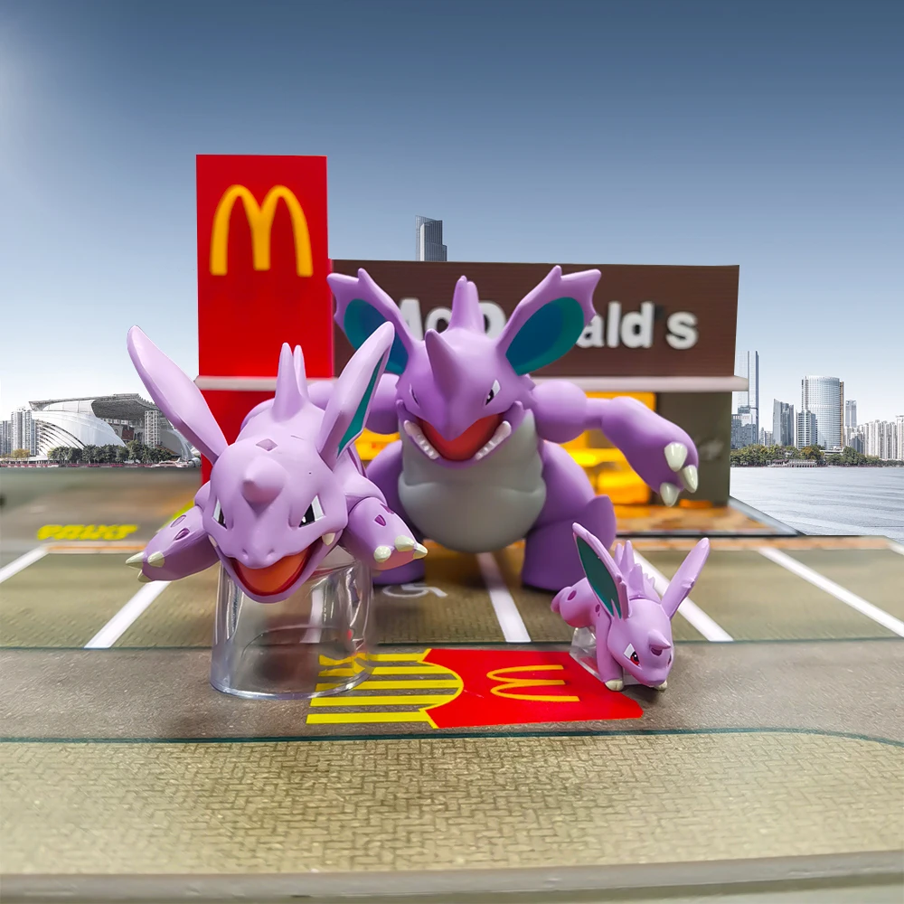 Oryginalna skala Shokugan świat region Kanto Nidoking Nidoran Nidorino figurki akcji z anime zabawki dla dzieci prezent