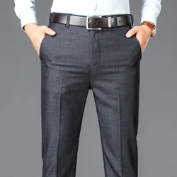 New Business Casual Suit Pants Men Solid High Waist Straight Office Formal Trousers Mens Classic Style Suit Long Pants Plus Size