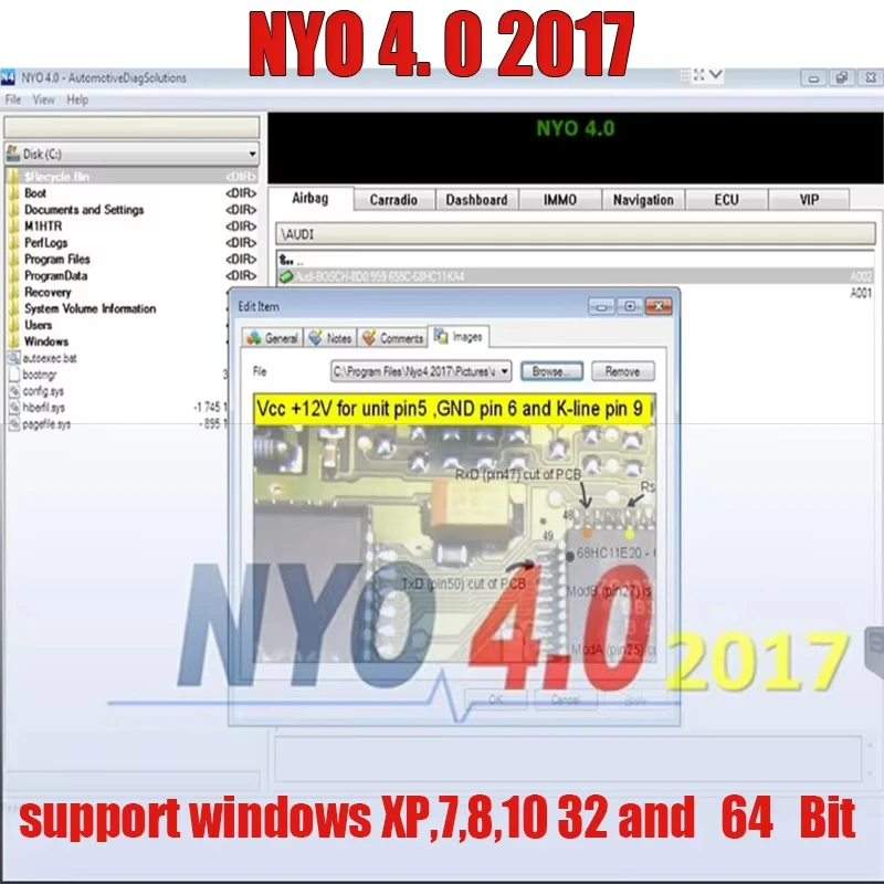 Software de decodificación de ordenador NYO4 (NYO 2017), versión 4,0, navegación + audio + airbag + Activación de decodificación