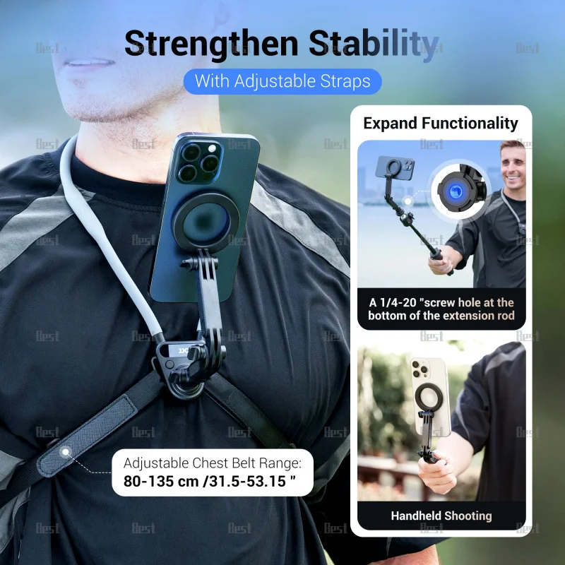 Substitua O Suporte De Telefone De Pescoço Atualizado JJC Para GoPro, DJI, Gravação De Telefone 16, Alça Peitoral Anti-vibração Substitua O Suporte De Telefone De Pescoço Atualizado JJC Para GoPro, DJI, Gravação De Telefone 16, Alça Peitoral Anti-vibração