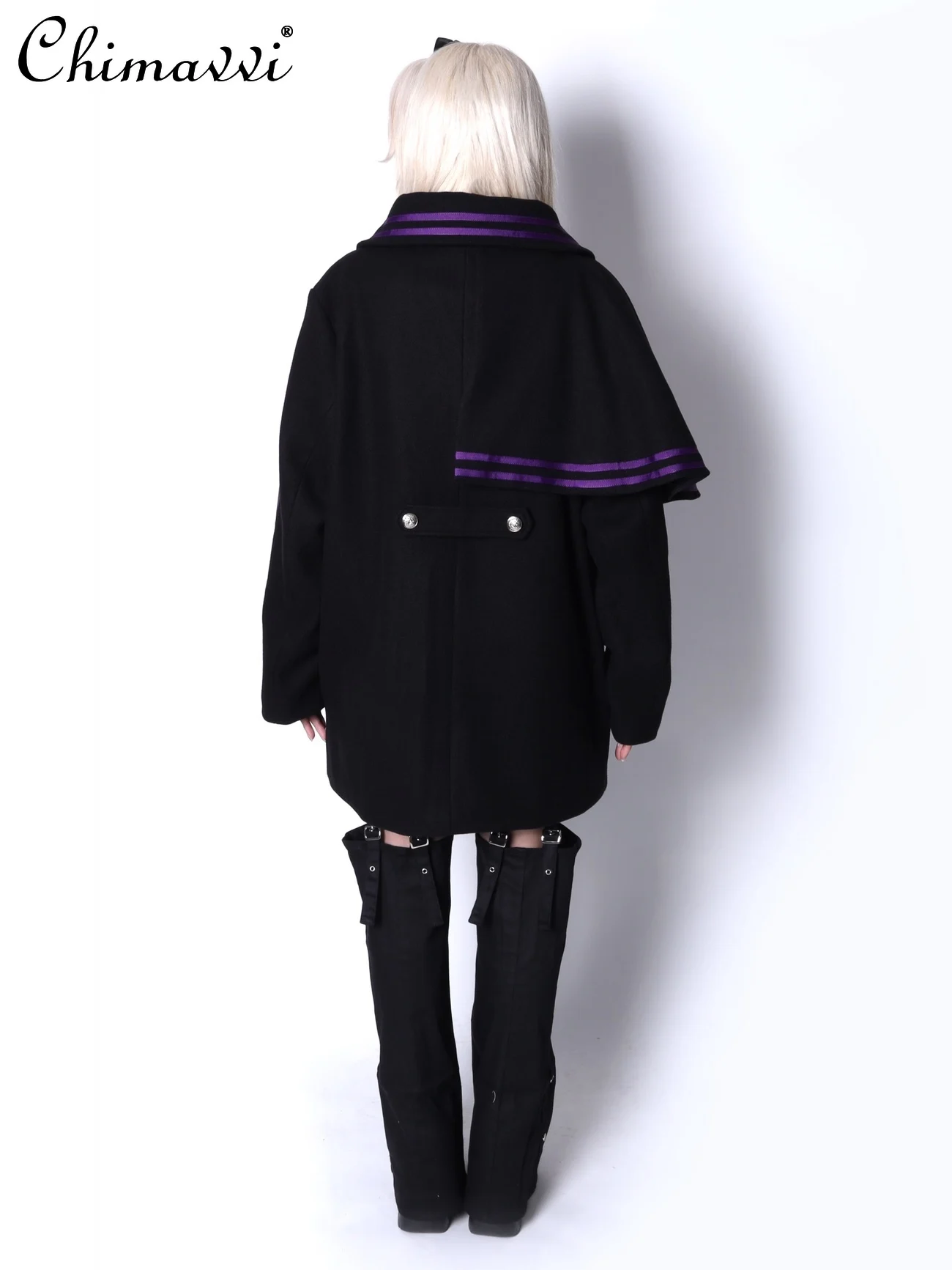 Japanese Mine Series Mass-produced Long-sleeved Loose Jackets Women Autumn and Winter New Subculture Double-breasted Cloak Coat