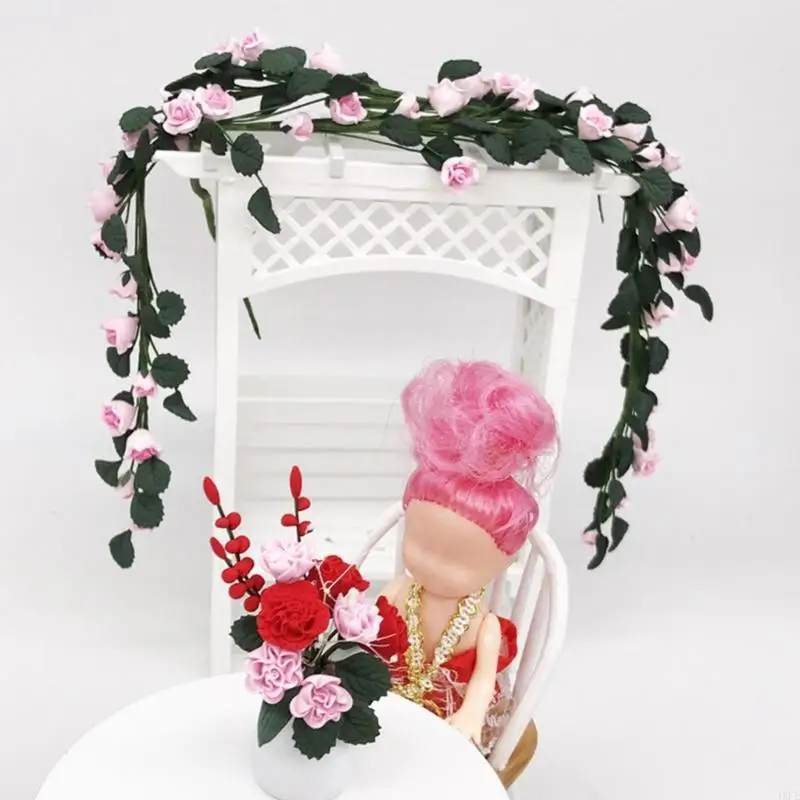

Miniature Flower Decorative Rose Vine For Model Project Doll House Garden Display