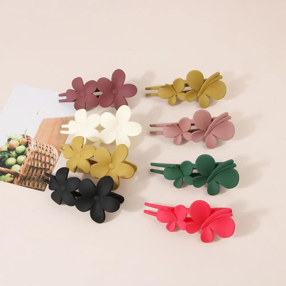 Solid Color Strong Grip Hair Clip Exquisite Anti-slip Crab Hairpin Flower Butterflies Decor Hairpin Hair Accessories