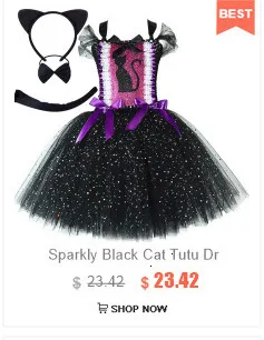 Weißes und schwarzes Katzen-Tutu-Kleid für kleine Mädchen, ein fantasievolles Tierkostüm für Kinder und Kleinkinder, ideal für Halloween oder Karneval, mit Ohren, Stirnband und Schwanz. – Detail 5