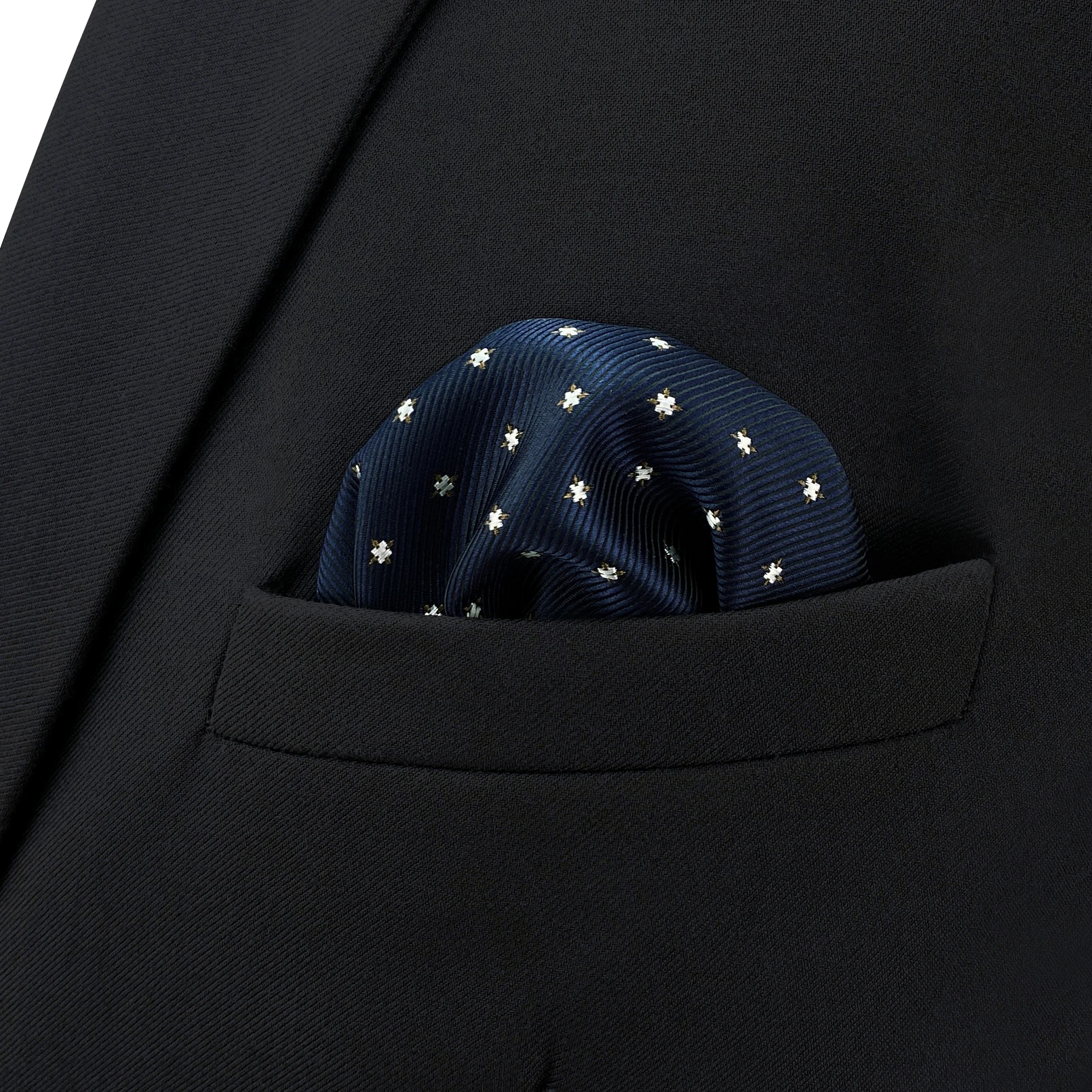 Navy Blue Mens Pocket Square Paisley Solid Dots งานแต่งงานผ้าเช็ดหน้า Party Hanky แฟชั่นคลาสสิก