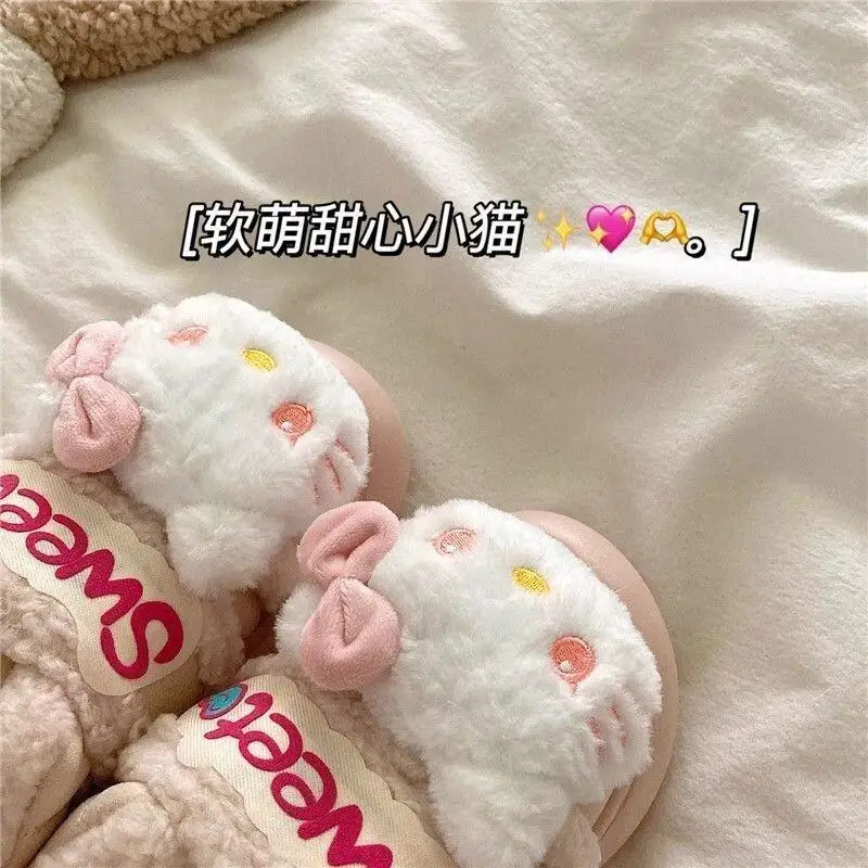 مرحبا كيتي سانريو الشتاء أحذية قطنية للفتيات أحذية الملاعب المغطاة الأطفال حذاء النساء فتاة النعال الاطفال الفراء الأطفال أحذية الرضع #2