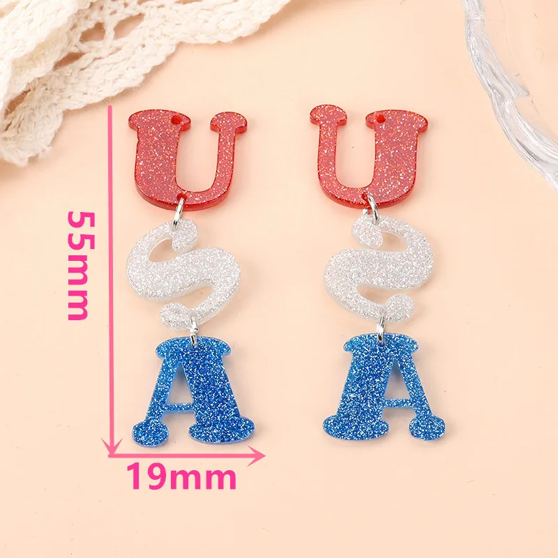 Acrylic USA Charm Epoxy Pendant Charms For DIY Earrings Independence Day Jewelry Making Finding Crafts